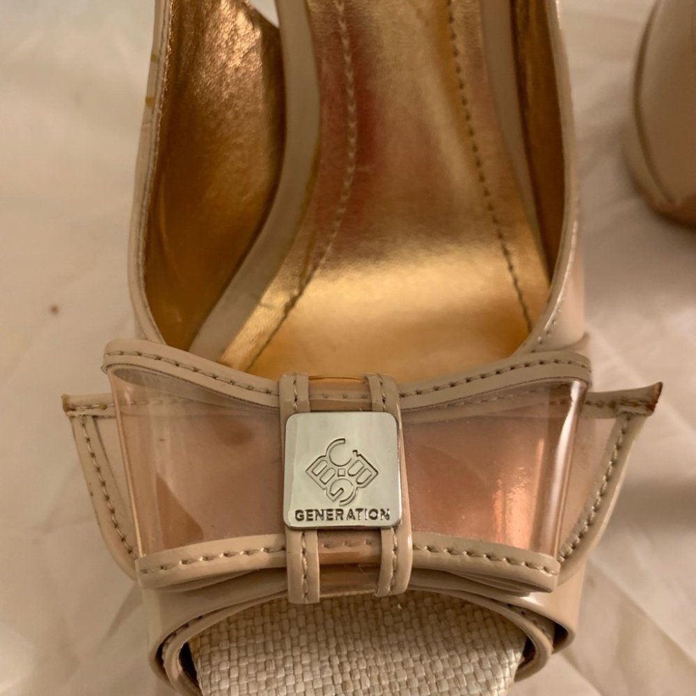 BCBGeneration dark beige strap pumps